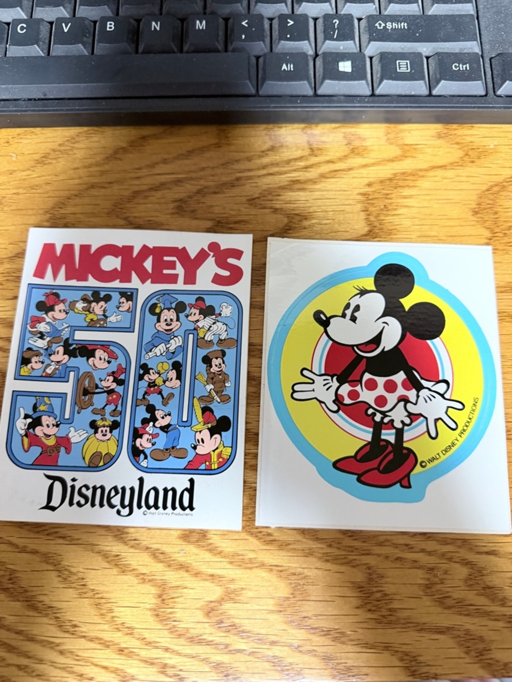 Disney Mickey 50th Anniversary Sticker Pair — Red, Blue, Yellow, Black
